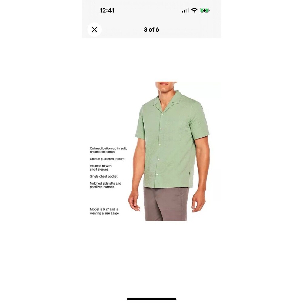 Gap Button Down Shirt Men S Granite Green Short Sleeve Pocket New Cotton Texture - Picture 10 of 14